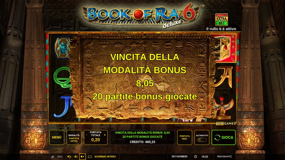 Fine del bonus: 8,05 € in 20 partite